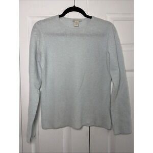 White + Warren Waffle Knit Sweater Womens M Light Blue Cashmere Pullover Size M